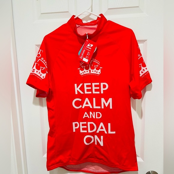 SCUDO Tops - New With Tag Women CYCLING JERSEY KEEP CALM AND PEDAL ON SHORT Sleeves